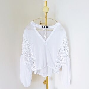 White oversized cover-up sheer chiffon top